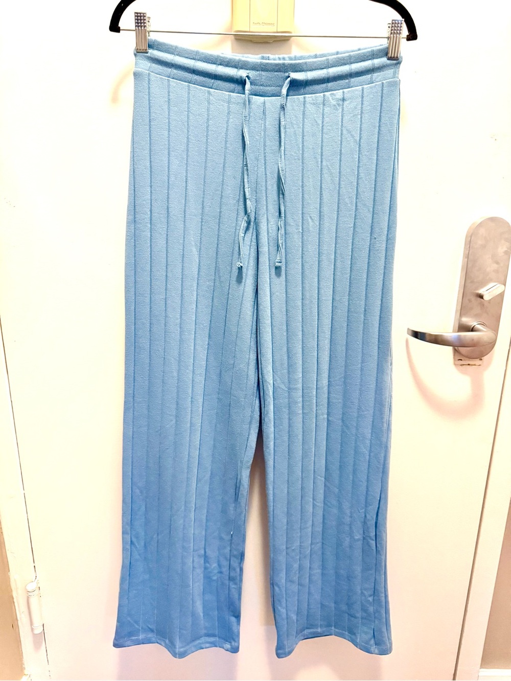 Stradivarius Pale Blue Ribbed Lounge Pants with Drawstring